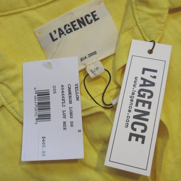 NWT L'Agence Cameron in Light Maize Yellow Linen Belted Maxi Shirt Dress S - Picture 3 of 4
